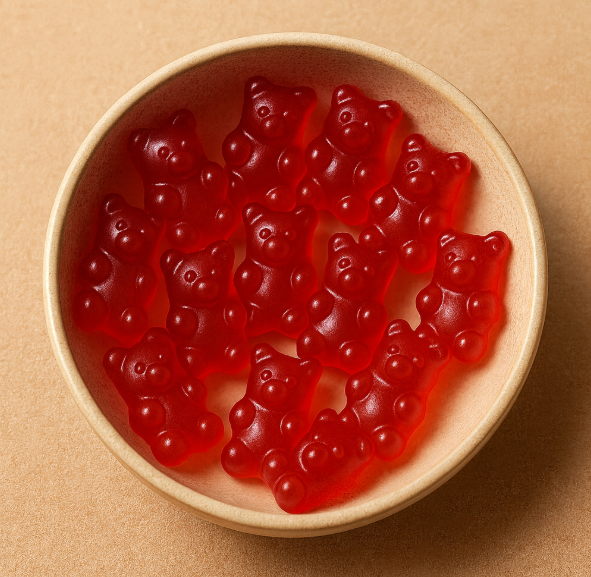 A bowl of gummy bears.